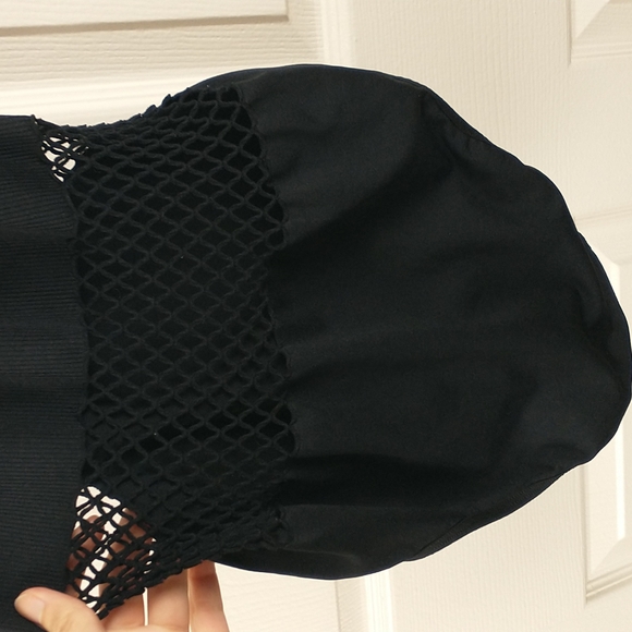 IVY PARK Womens Black Fishnet Convertible One Shoulder Bodysuit Small Medium - Picture 8 of 11